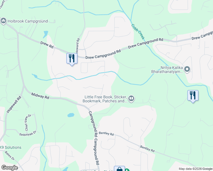 map of restaurants, bars, coffee shops, grocery stores, and more near 7820 Donington Park Drive in Cumming