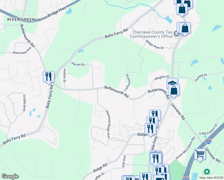 map of restaurants, bars, coffee shops, grocery stores, and more near 754 Butterworth Road in Canton