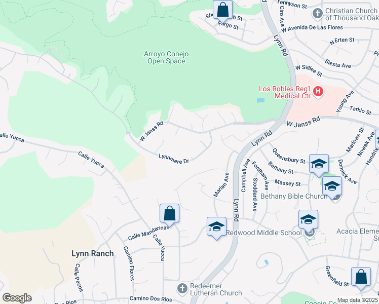 map of restaurants, bars, coffee shops, grocery stores, and more near 715 Sumter Court in Thousand Oaks