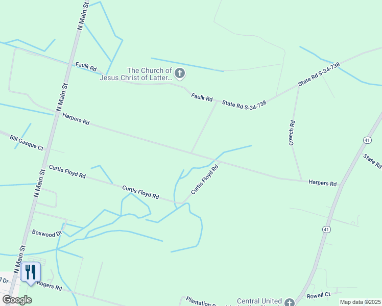 map of restaurants, bars, coffee shops, grocery stores, and more near Harpers Road in Marion County