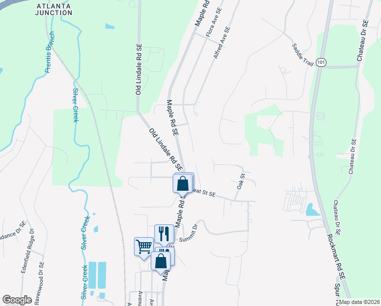 map of restaurants, bars, coffee shops, grocery stores, and more near 414 Flora Avenue Extended Southeast in Rome