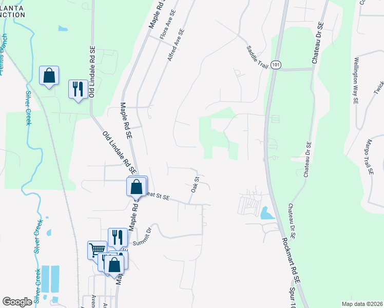map of restaurants, bars, coffee shops, grocery stores, and more near 216 Saddle Mountain Road Southeast in Rome