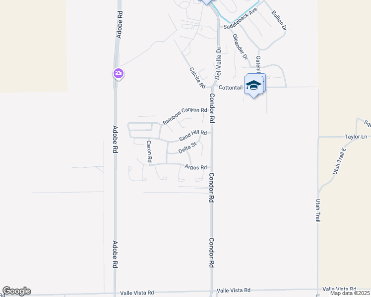 map of restaurants, bars, coffee shops, grocery stores, and more near 8110 Delta Street in Twentynine Palms