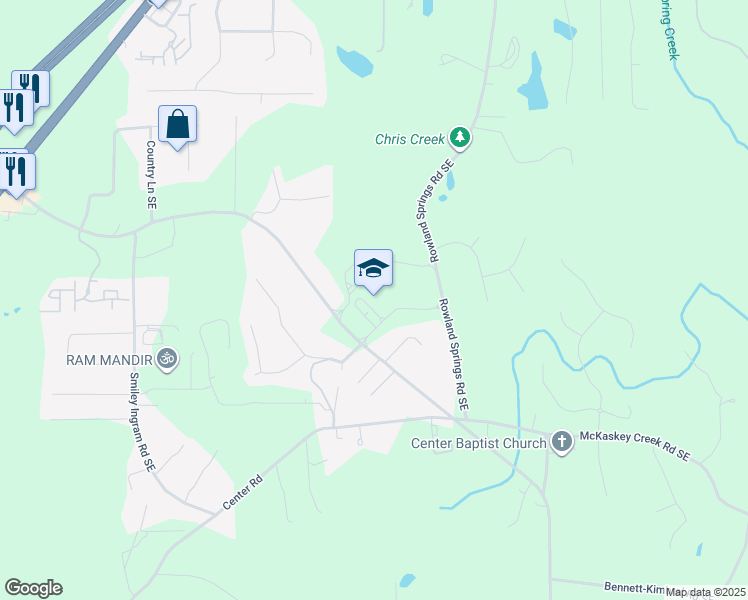 map of restaurants, bars, coffee shops, grocery stores, and more near 291 Georgia 20 Spur in Cartersville