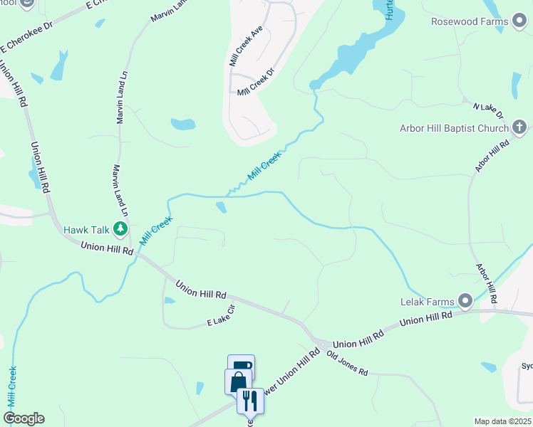 map of restaurants, bars, coffee shops, grocery stores, and more near 284 Northcreek Drive in Canton
