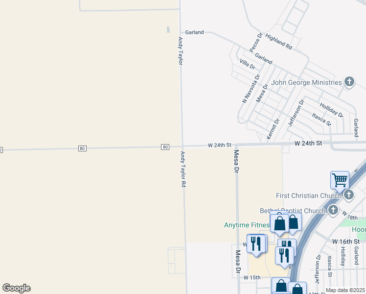 map of restaurants, bars, coffee shops, grocery stores, and more near 1899 Co Road 80 in Plainview