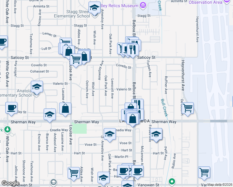 map of restaurants, bars, coffee shops, grocery stores, and more near 7352 Genesta Avenue in Los Angeles