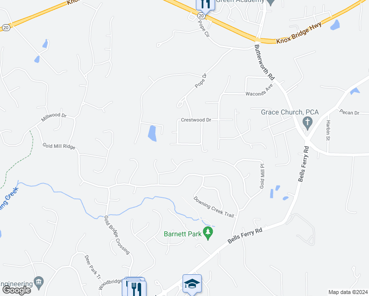 map of restaurants, bars, coffee shops, grocery stores, and more near 191 Brookwood Drive in Canton