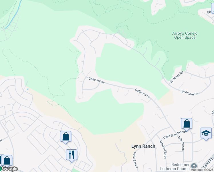 map of restaurants, bars, coffee shops, grocery stores, and more near 2021 Calle Yucca in Thousand Oaks