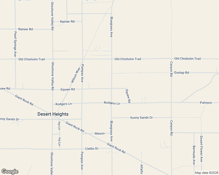 map of restaurants, bars, coffee shops, grocery stores, and more near 69974 Squaw Road in Twentynine Palms
