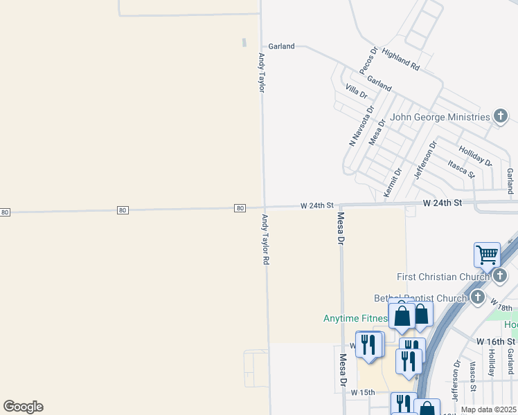 map of restaurants, bars, coffee shops, grocery stores, and more near 1899 County Road 80 in Plainview
