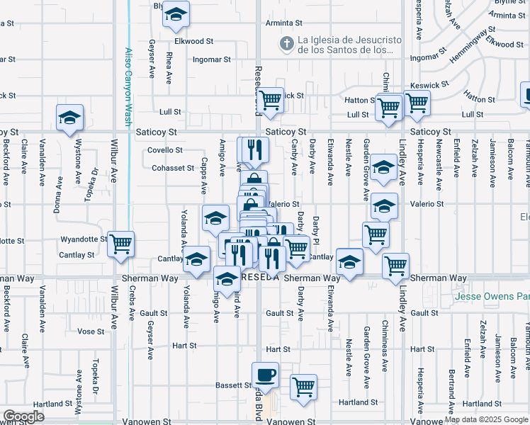 map of restaurants, bars, coffee shops, grocery stores, and more near in Los Angeles