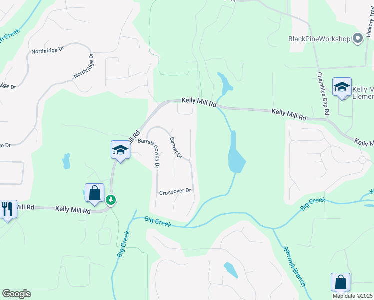 map of restaurants, bars, coffee shops, grocery stores, and more near 2135 Eagle Trce in Cumming