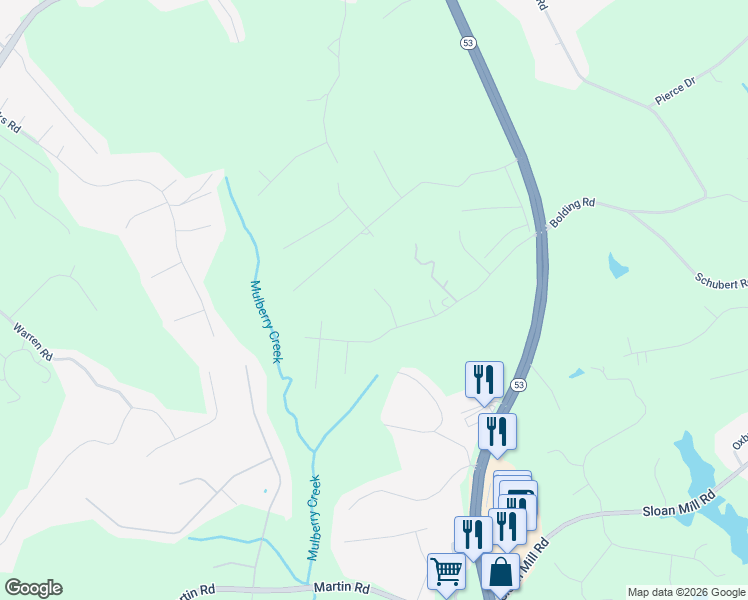 map of restaurants, bars, coffee shops, grocery stores, and more near 3825 Stoney Creek Drive in Flowery Branch