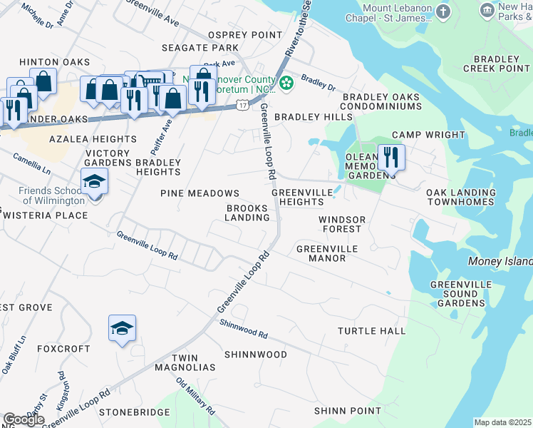 map of restaurants, bars, coffee shops, grocery stores, and more near 6129 Chilcot Ln in Wilmington