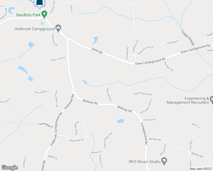 map of restaurants, bars, coffee shops, grocery stores, and more near 219 Birch Bend Drive in Alpharetta