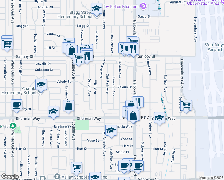 map of restaurants, bars, coffee shops, grocery stores, and more near 7357 Leescott Avenue in Los Angeles