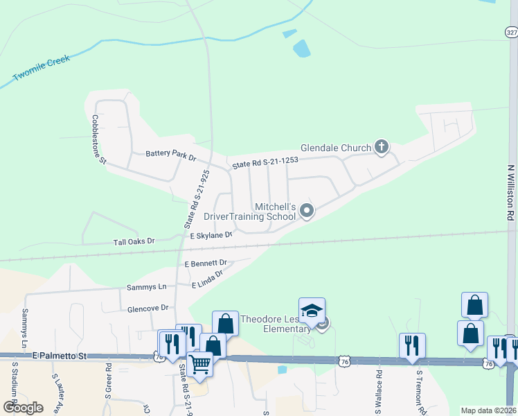 map of restaurants, bars, coffee shops, grocery stores, and more near 402 Newport Drive in Florence
