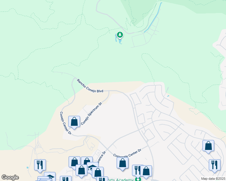 map of restaurants, bars, coffee shops, grocery stores, and more near 1635 Rancho Conejo Boulevard in Thousand Oaks