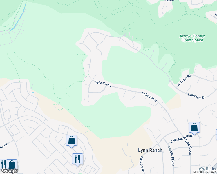 map of restaurants, bars, coffee shops, grocery stores, and more near 1306 Camino Cristobal in Thousand Oaks