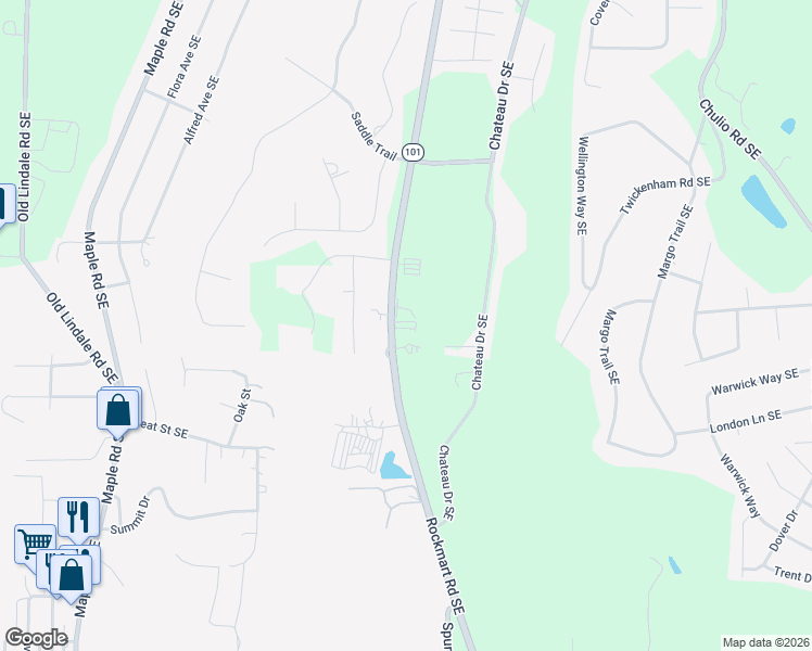 map of restaurants, bars, coffee shops, grocery stores, and more near 3011 Rockmart Road Southeast in Rome
