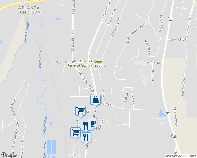 map of restaurants, bars, coffee shops, grocery stores, and more near 414 Flora Avenue Extended Southeast in Rome
