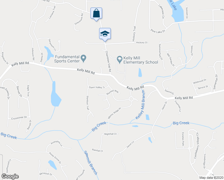 map of restaurants, bars, coffee shops, grocery stores, and more near 1425 Hidden Creek Point in Cumming