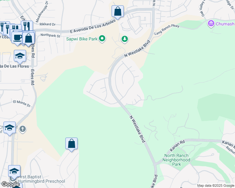 map of restaurants, bars, coffee shops, grocery stores, and more near 1979 Hathaway Boulevard in Westlake Village