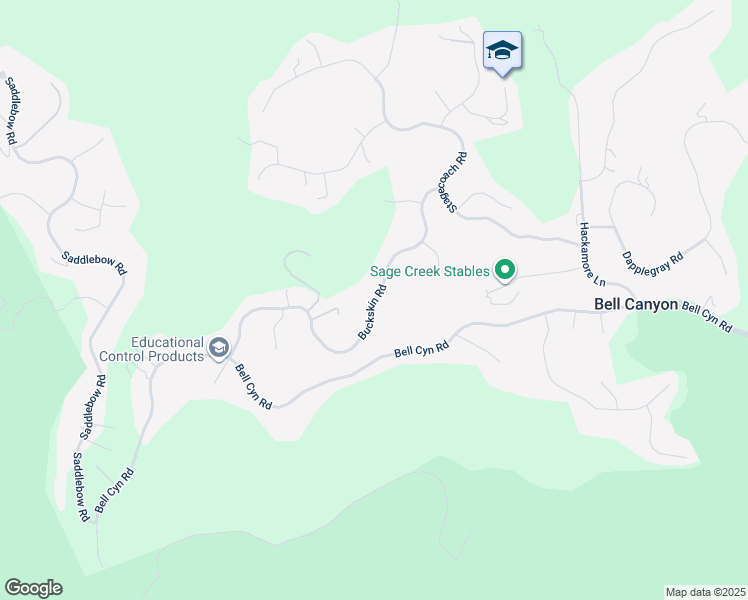 map of restaurants, bars, coffee shops, grocery stores, and more near 106 Buckskin Road in Bell Canyon