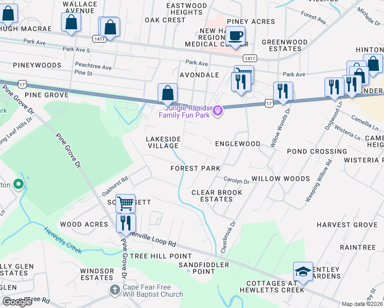 map of restaurants, bars, coffee shops, grocery stores, and more near 5318 Autumn Drive in Wilmington
