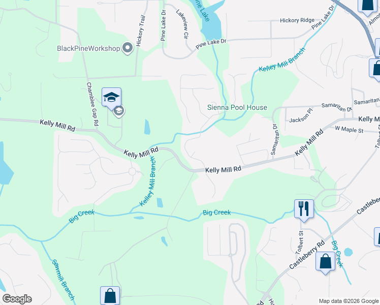 map of restaurants, bars, coffee shops, grocery stores, and more near 615 Sienna Drive in Cumming