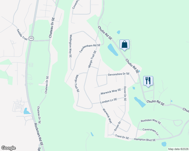 map of restaurants, bars, coffee shops, grocery stores, and more near 83 Cambridge Drive Southeast in Rome