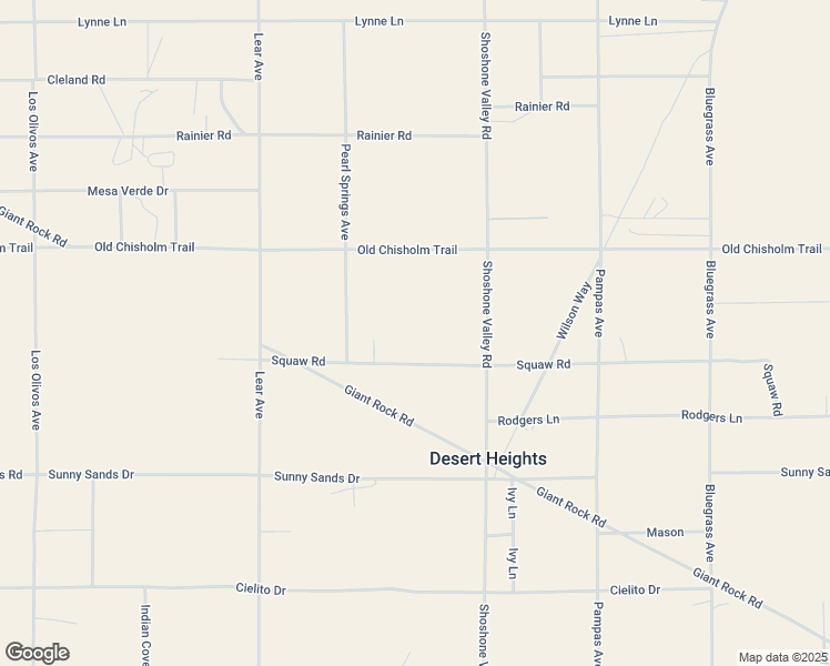 map of restaurants, bars, coffee shops, grocery stores, and more near 69570 Squaw Road in Twentynine Palms