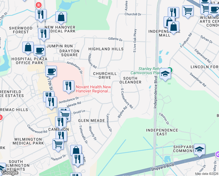 map of restaurants, bars, coffee shops, grocery stores, and more near 2137 Gloucester Place in Wilmington