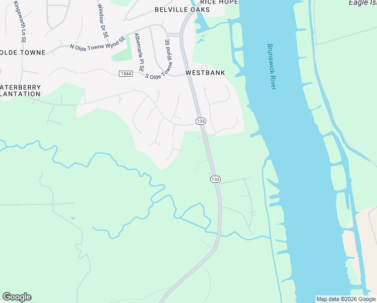 map of restaurants, bars, coffee shops, grocery stores, and more near 907 Wood Ridge Court Southeast in Leland