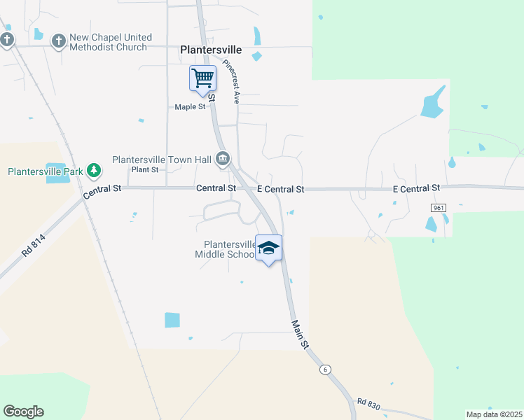 map of restaurants, bars, coffee shops, grocery stores, and more near 2633 Main Street in Plantersville