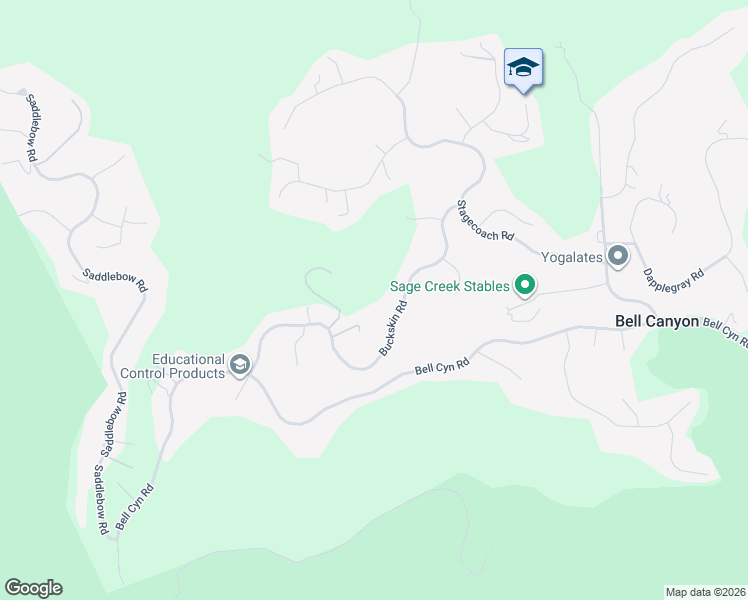 map of restaurants, bars, coffee shops, grocery stores, and more near 39 Buckskin Road in Bell Canyon