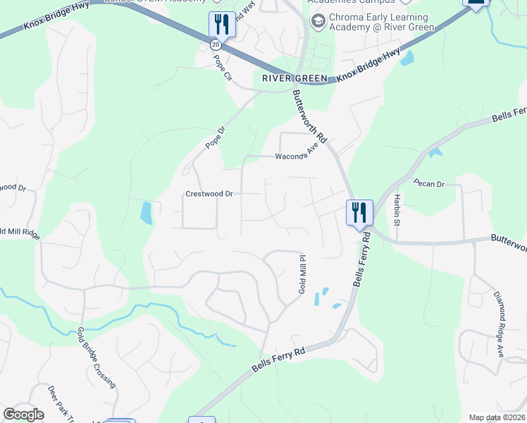 map of restaurants, bars, coffee shops, grocery stores, and more near 173 Fox Place in Canton