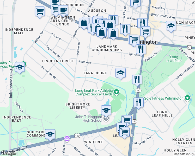 map of restaurants, bars, coffee shops, grocery stores, and more near 1723 South 41st Street in Wilmington