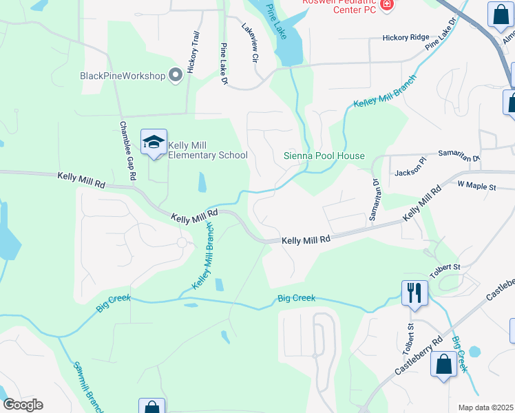 map of restaurants, bars, coffee shops, grocery stores, and more near 660 Sienna Drive in Cumming