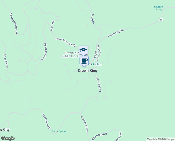 map of restaurants, bars, coffee shops, grocery stores, and more near in Crown King
