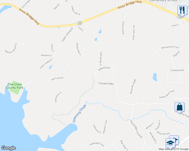 map of restaurants, bars, coffee shops, grocery stores, and more near 5127 Millwood Drive in Canton