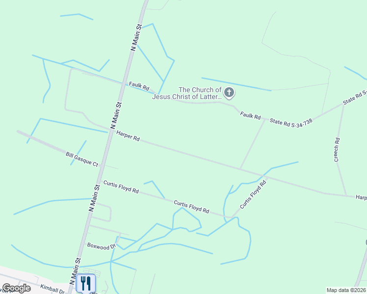 map of restaurants, bars, coffee shops, grocery stores, and more near 174 Harpers Road in Marion