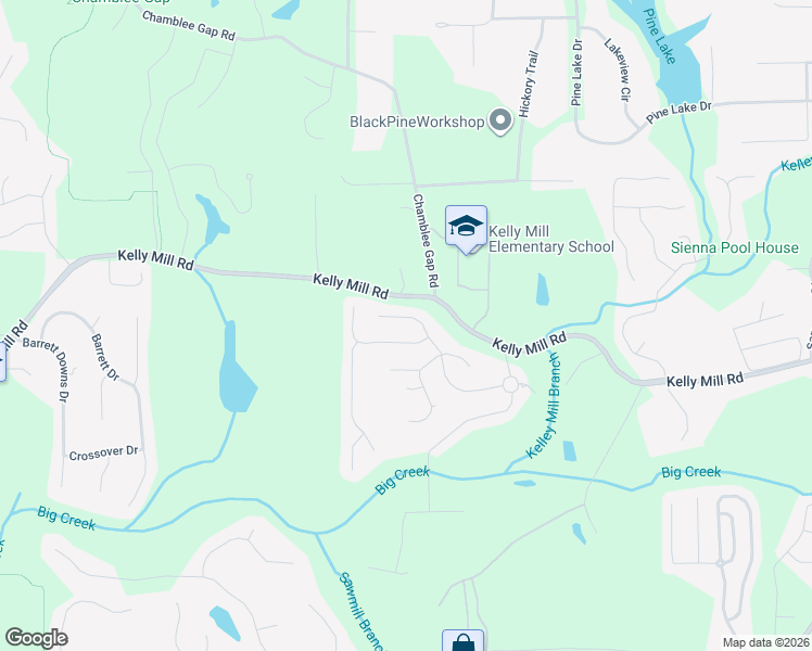 map of restaurants, bars, coffee shops, grocery stores, and more near 1580 Hidden Creek Point in Cumming