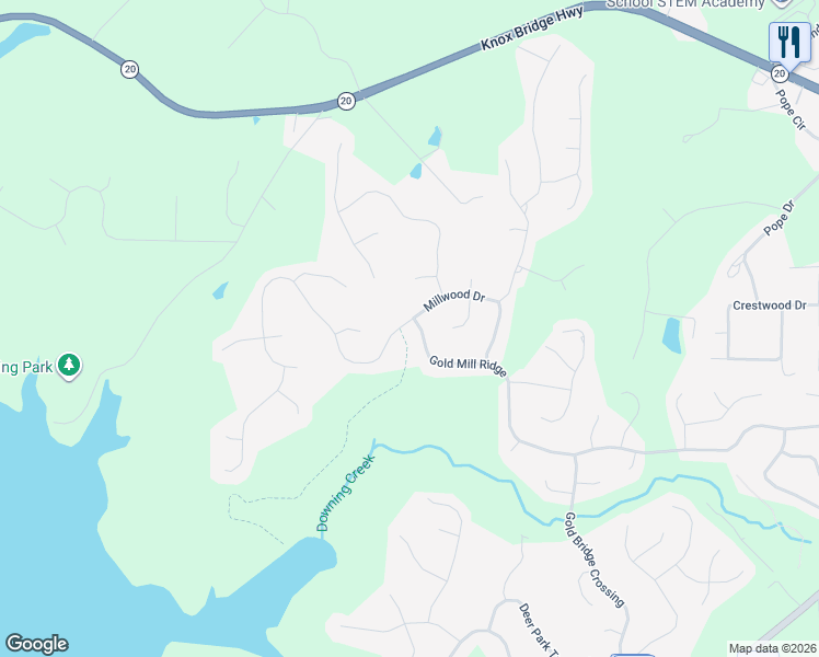 map of restaurants, bars, coffee shops, grocery stores, and more near 5127 Millwood Drive in Canton