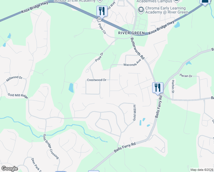map of restaurants, bars, coffee shops, grocery stores, and more near 324 Shady Brook Drive in Canton