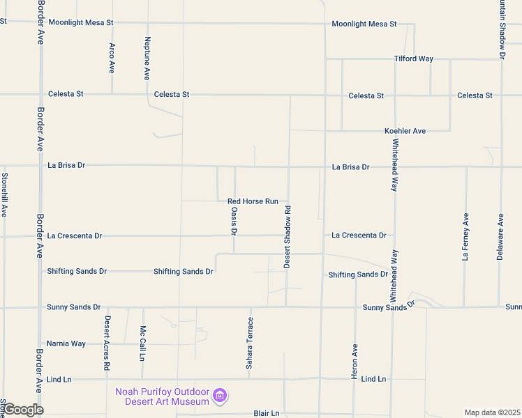 map of restaurants, bars, coffee shops, grocery stores, and more near 63125 Red Horse Run in Joshua Tree