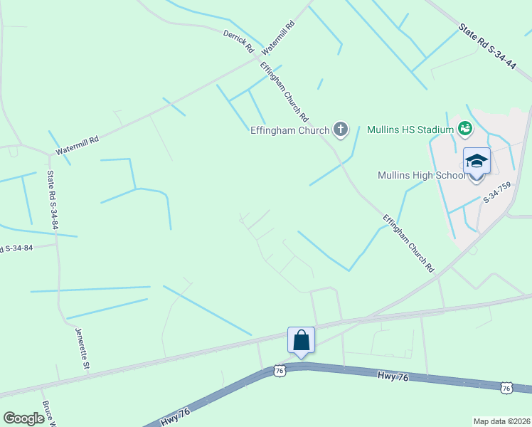map of restaurants, bars, coffee shops, grocery stores, and more near 1948 Youpon Court in Mullins