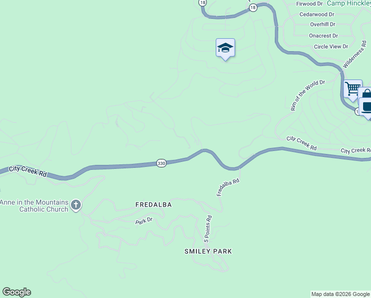 map of restaurants, bars, coffee shops, grocery stores, and more near 30757 Knoll View Drive in Running Springs