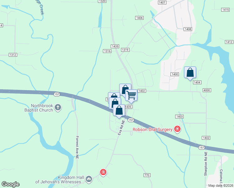 map of restaurants, bars, coffee shops, grocery stores, and more near 1091 County Road 1402 in Cullman